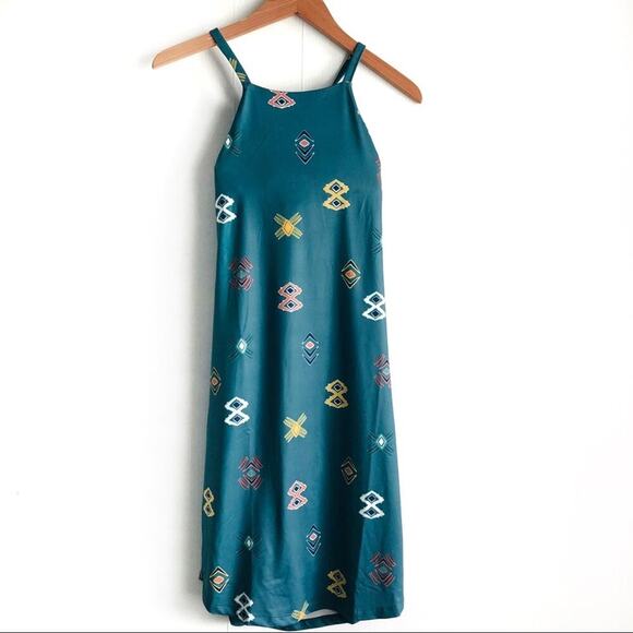 Patagonia spaced out tasmanian teal dress size xs aztec pattern built in bra - Picture 1 of 11